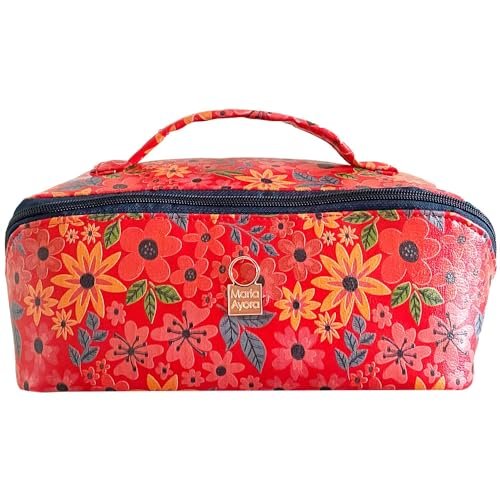Neeser Trójkątny Otwarcie Sztuczna skóra Kwiaty 25x11x11, Wielobarwny, Neceser - makijaż - podróż - etui