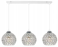 Lampy sufitowe - Lampa Wisząca Sufitowa Chrom Potrójna Żyrandol Plafon Glamour Kryształki - miniaturka - grafika 1