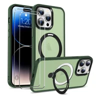 Etui i futerały do telefonów - zestaw ochronny 2 w 1 dla Apple iPhone 13 Pro składa się z 2x szklanej osłony ekranu 9H i 1x silikonowego etui - osłona w kolorze zielonym - miniaturka - grafika 1