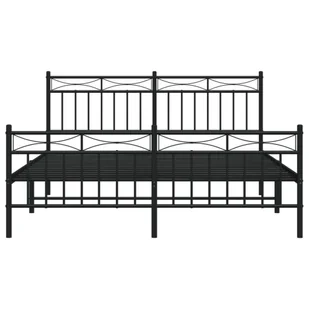 Metalowa rama łóżka z wezgłowiem i zanóżkiem, czarna, 160x200cm Lumarko! - Łóżka - miniaturka - grafika 6