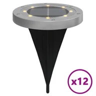 Lampy ogrodowe - vidaXL Solarne lampki gruntowe, z kolcami, 12 szt., ciepłe białe - miniaturka - grafika 1