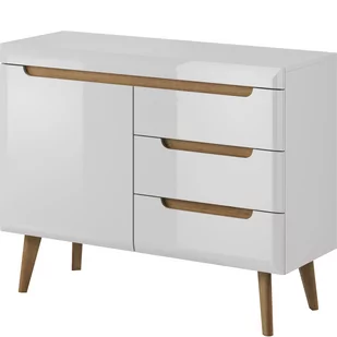 Komoda NKSZ107 Nordi Piaski Meble Biały / Biały Połysk / Dąb Riviera - Komody - miniaturka - grafika 1