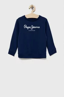 Bluzy damskie - Pepe Jeans bluza bawełniana dziecięca Adam kolor granatowy z nadrukiem - grafika 1