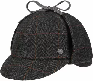 Czapka Deerstalker Check by Lierys, czarno-szary, 58 cm - Czapki damskie - miniaturka - grafika 1