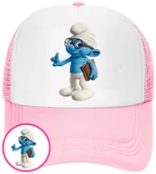 Czapki i chusty sportowe męskie - CZAPKA Z DASZKIEM SMERFY DLA DZIECI SIATKA RÓŻOWA BEJSBOLÓWKA - miniaturka - grafika 1
