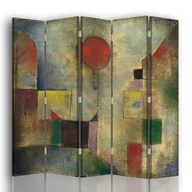 Parawany - Parawan Red Baloon - Paul Klee - Wewnętrzny dekoracyjny ekran z płótna cm. 180x170 (5 Panele) - miniaturka - grafika 1