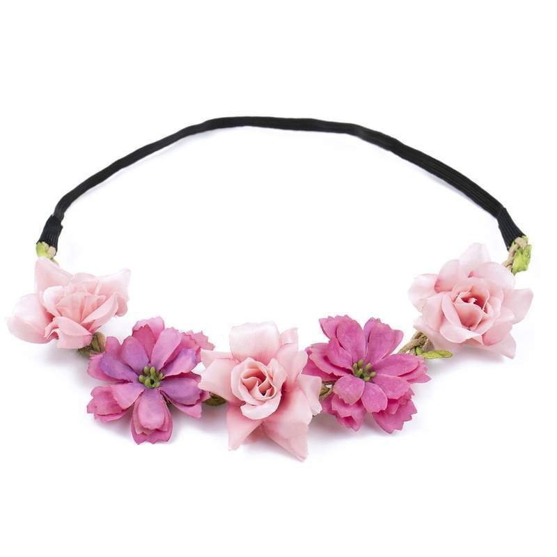 WIANEK na głowę opaska NA GUMCE panieński RÓŻOWY