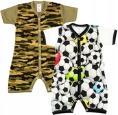 Pajacyki dla niemowląt - PAJAC KR rampers 2PAK MORO Khaki +Piłki 74 KLEKLE - miniaturka - grafika 1