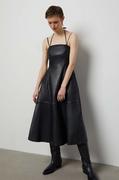 Sukienki - Answear Lab sukienka skórzana kolor czarny midi rozkloszowana - miniaturka - grafika 1