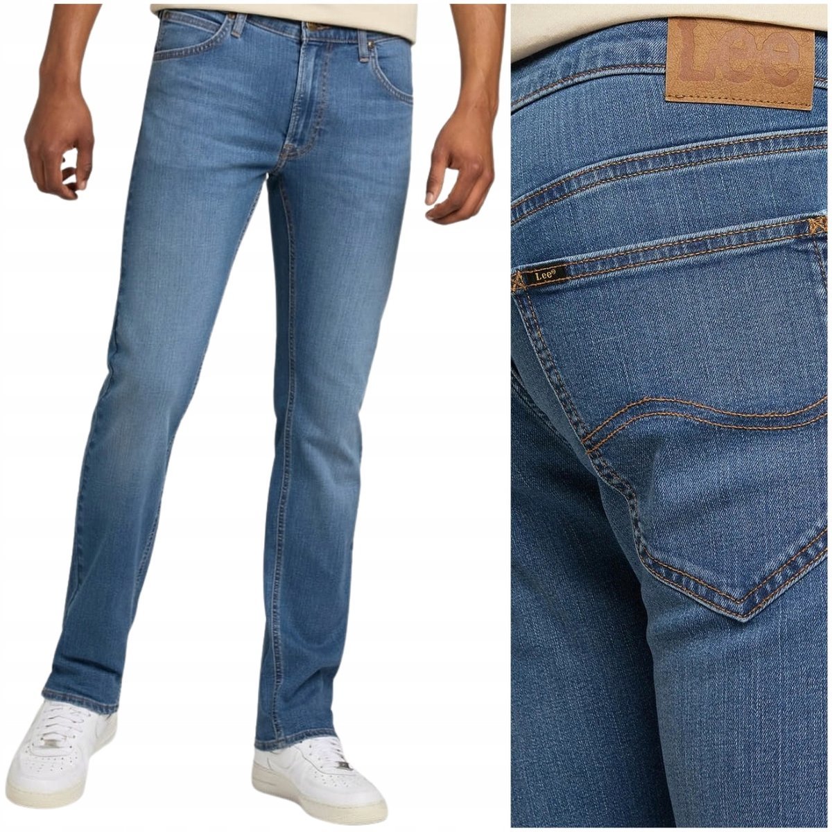 Lee RIDER SLIM Mid Worn In DżINS lekko dopasowane spodnie jeansowe W38 L32