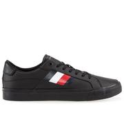 Trampki męskie - Buty Tommy Hilfiger Signature Detailing Leather Trainers FM0FM04140-BDS - czarne - miniaturka - grafika 1