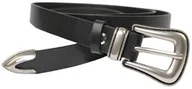 Paski - Damski Skórzany Pasek PolskaGalanteria.pl 20 mm Czarny Ze Srebrną Klamrą oraz Metalową Skuwką - miniaturka - grafika 1