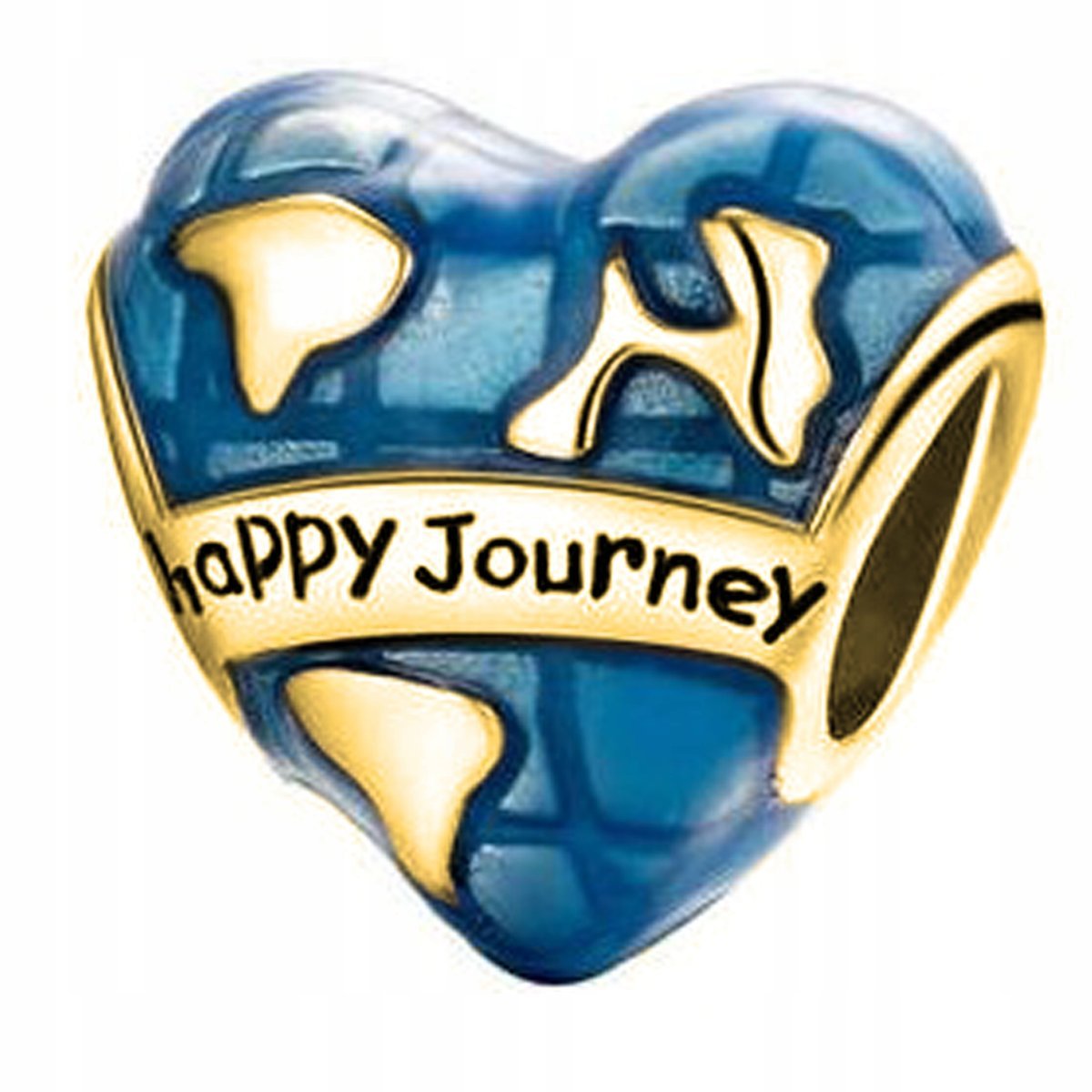 Złoty Charms Serce Podróż Planeta Ziemia Glob Kula Ziemska SREBRO 925