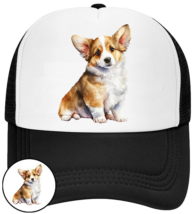 CZAPKA Z DASZKIEM PSY PIES PIESKI DLA DZIECI SIATKA CZARNA BEJSBOLÓWKA