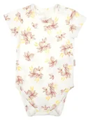 Body dla niemowląt - Niemowlęce body bawełniane krótki rękaw Kwiaty kremowe Nicol,r.68 - miniaturka - grafika 1