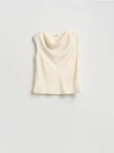 Bluzki damskie - Reserved - Bluzka z drapowanym dekoltem - złamana biel - miniaturka - grafika 1