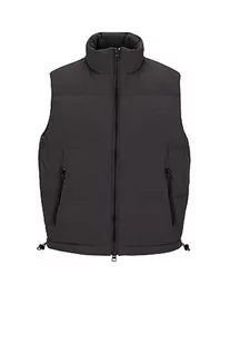 HUGO Birontino2341 męska kamizelka wodoodporna regular fit z logo Stack, Dark Grey23., L - Garnitury - miniaturka - grafika 1