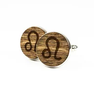 Spinki do mankietów i krawatów - Spinki do mankietów drewniane – znak zodiaku Lew - miniaturka - grafika 1