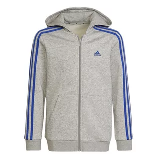 Bluzy sportowe damskie - Bluza adidas Essentials 3-Stripes Hoodie HN1915 - szara - Adidas - grafika 1