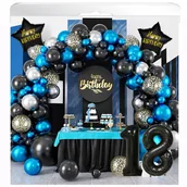 Balony i akcesoria - ZESTAW BALONY NA 18 URODZINY CZARNE NIEBIESKIE SREBRNE ZŁOTE OSIEMNASTKA - miniaturka - grafika 1