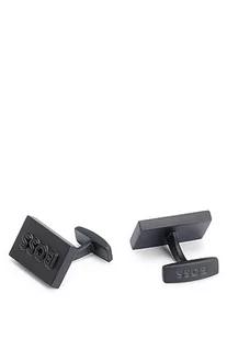 BOSS Męskie spinki do mankietów B-BlackBOSS-CUF prostokątne z wytłoczonym logo w kolorze czarnym matowym, czarny, ONESIZEZE - Spinki do mankietów i krawatów - miniaturka - grafika 1