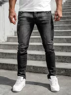 Spodnie męskie - Czarne spodnie jeansowe męskie slim fit Denley MP0057N - miniaturka - grafika 1