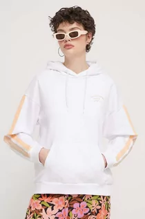 Bluzy damskie - Roxy bluza bawełniana Essential Energy damska kolor biały z kapturem z nadrukiem ERJFT04793 - grafika 1