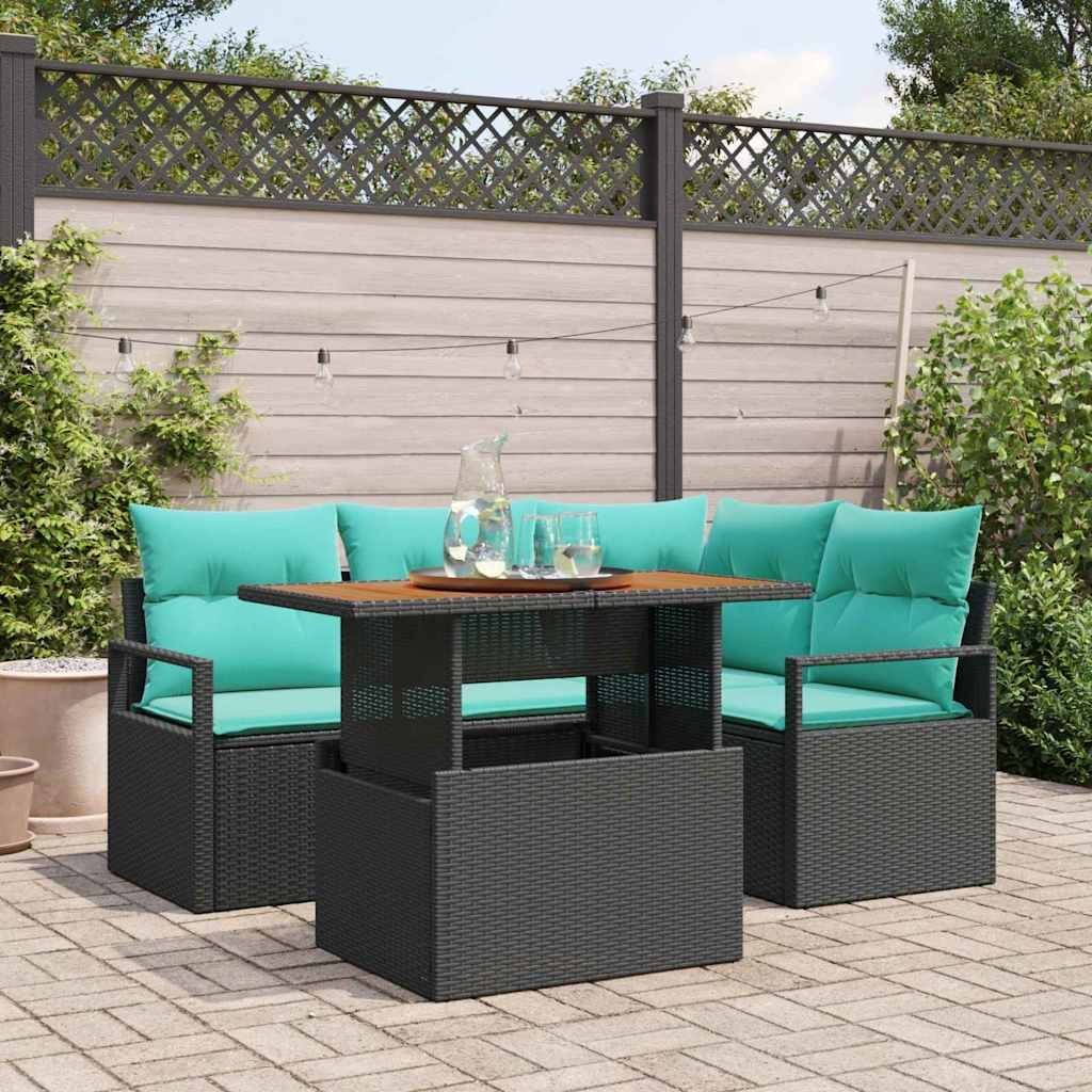 vidaXL Zestaw do jadalni w ogrodzie 5 pcs Czarny i Turkusowy 3349710