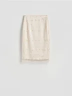 Spódnice - Reserved - Spódnica midi z cekinami - złamana biel - miniaturka - grafika 1