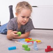 Zabawki interaktywne dla dzieci - Bigjigs Toys Układanka drewniana tetris - miniaturka - grafika 1
