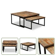 Ławy i stoliki kawowe - The Living Store 2-częściowy stolik kawowy z litego drewna tekowego z recyklingu - miniaturka - grafika 1
