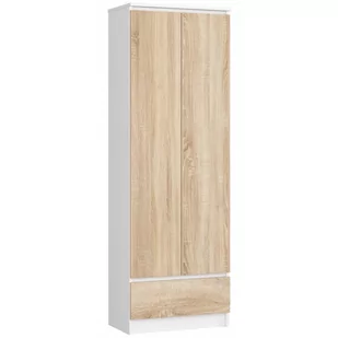 REGAŁ BIUROWY SZAFA R 60 cm CLP 1 SZUFLADA 2 DRZWI BIAŁY / SONOMA - Regały biurowe - miniaturka - grafika 1