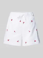 Spodenki damskie - Szorty o kroju relaxed fit z czystej bawełny z haftami model ‘GRACE’ - miniaturka - grafika 1