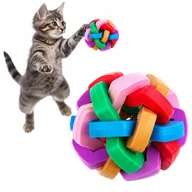 Zabawki dla kotów - ZABAWKA dla kota psa GUMOWA piłka dzwoneczek gryzak pleciona z dzwoneczkiem - miniaturka - grafika 1