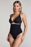 Majtki damskie - Hunkemöller Stringi bezszwowe z wysokim stanem Czarny - miniaturka - grafika 1