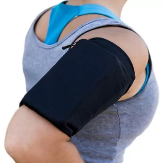 Etui i futerały do telefonów - Elastyczny materiałowy armband opaska na ramię do biegania fitness XL czarna - grafika 1