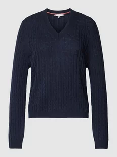 Sweter z dzianiny z wełny ze ściegiem warkoczowym - Swetry damskie - miniaturka - grafika 1