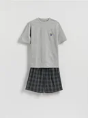 Moda i Uroda OUTLET - Reserved - Dwuczęściowa piżama z haftem - ciemnoszary - miniaturka - grafika 1