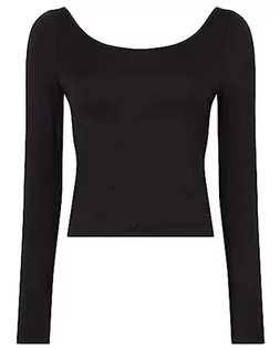 Koszule damskie - Calvin Klein Damska koszula L/S Crew Neck, czarny, L - grafika 1