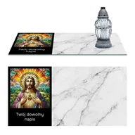 Lampiony i znicze - SZKLANA PODSTAWKA POD ZNICZE TWÓJ DOWOLNY TEKST 50 WZORÓW JASNY MARMUR 60x30cm - miniaturka - grafika 1
