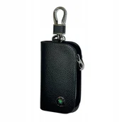 Etui na klucze - SKÓRZANE ETUI na klucze SKODA logo KLUCZYK samochodowy ELEGANCKI brelok - miniaturka - grafika 1