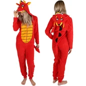 Piżamy damskie - SMOK Damska, JEDNOCZĘŚCIOWA piżama, CIEPŁY kombinezon z kapturem, KOSTIUM, PRZEBRANIE ZA SMOKA S - miniaturka - grafika 1