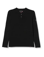 Koszule męskie - Timezone Męska koszula Tonal Stripe z długim rękawem Henley, czarna, S - miniaturka - grafika 1