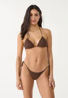 Stroje kąpielowe - Stradivarius Szydełkowe figi od bikini Brązowy XL - miniaturka - grafika 1