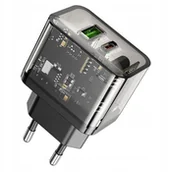 Ładowarki do telefonów - Ładowarka sieciowa do telefonu Hoco USB A + USB C QC3.0 PD 3A 20W N34 transparentna - miniaturka - grafika 1