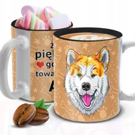Kubki - Kubek Z Nadrukiem AKITA PIES DLA FANA Biało Czarny Kreator - miniaturka - grafika 1