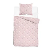 Pościel dla dzieci - Detexpol Pościel bawełniana dziecięca 160x200 5729A różowa w białe jednorożce i kwiatki KidsDreams - miniaturka - grafika 1