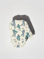 Body dla niemowląt - Reserved - Bawełniane body 2 pack - ciemnobrązowy - miniaturka - grafika 1