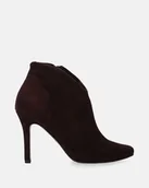 Botki damskie - Brązowe zamszowe botki damskie na szpilce - Venezia - miniaturka - grafika 1