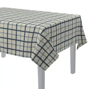 Dekoria Obrus prostokątny ecru tło niebieskie kratka 130x130 cm Avinon 420-131-66 - Obrusy i serwetki - miniaturka - grafika 1